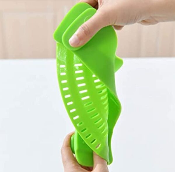 Kitchen Gizmo Snap N Strain Adjustable Silicone Clip On Strainer for Pots, Pans and Bowls – Lime Green - Image 2