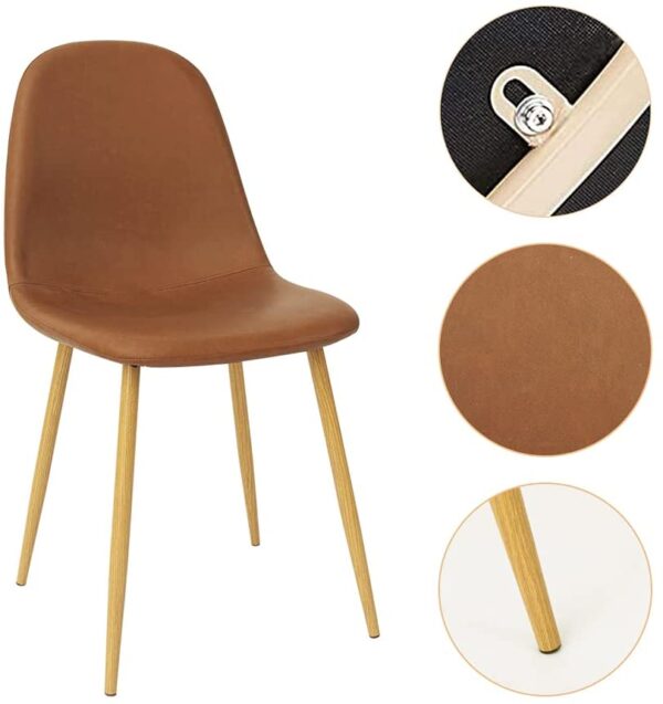 CangLong Washable PU Cushion Seat Back, Mid Century Metal Legs for Kitchen Dining Room Side Chair - Image 6