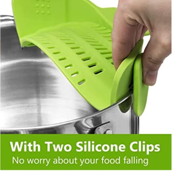 Kitchen Gizmo Snap N Strain Adjustable Silicone Clip On Strainer for Pots, Pans and Bowls – Lime Green - Image 4