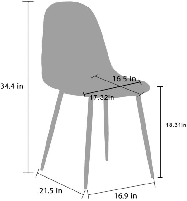 CangLong Washable PU Cushion Seat Back, Mid Century Metal Legs for Kitchen Dining Room Side Chair - Image 2