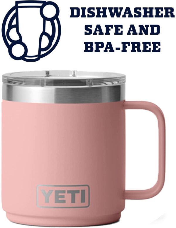 YETI Rambler 10 oz Stackable Mug, Stainless Steel, Vacuum Insulated with MagSlider Lid, Sandstone Pink - Image 3