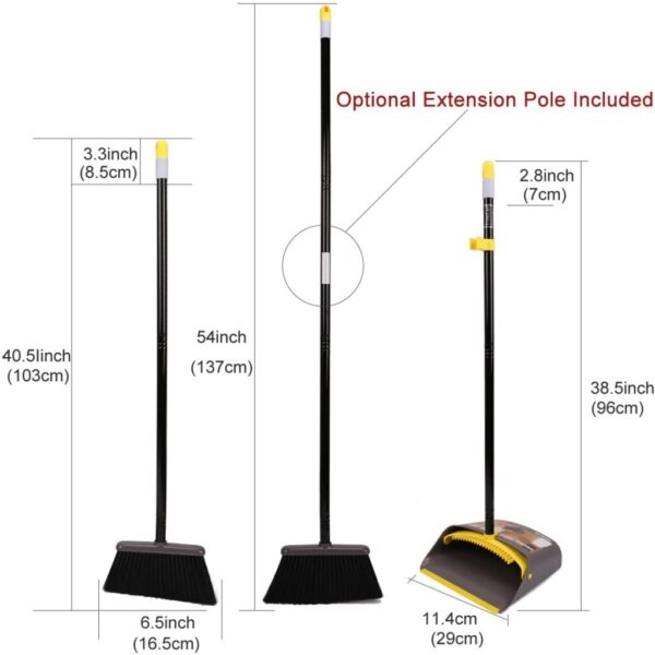 Broom and Dustpan Set for Home/Dustpan and Broom Combo Set,Standing Dustpan Dust Pan - Image 3