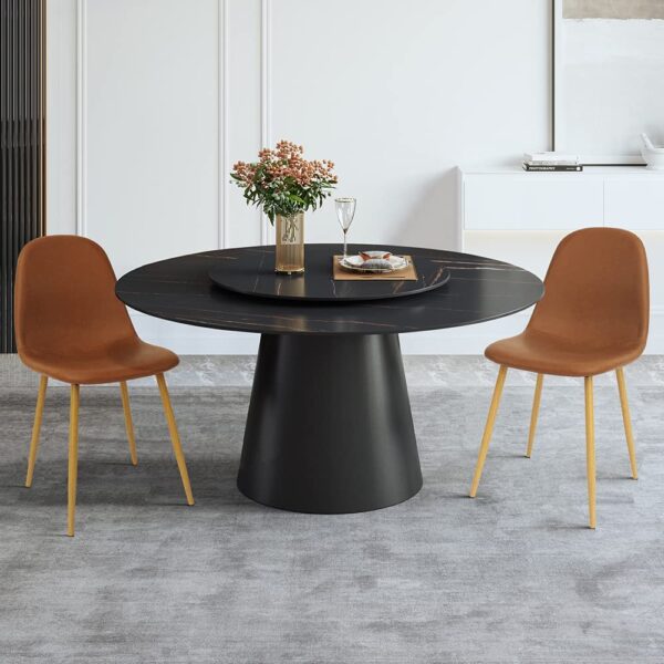 CangLong Washable PU Cushion Seat Back, Mid Century Metal Legs for Kitchen Dining Room Side Chair - Image 5