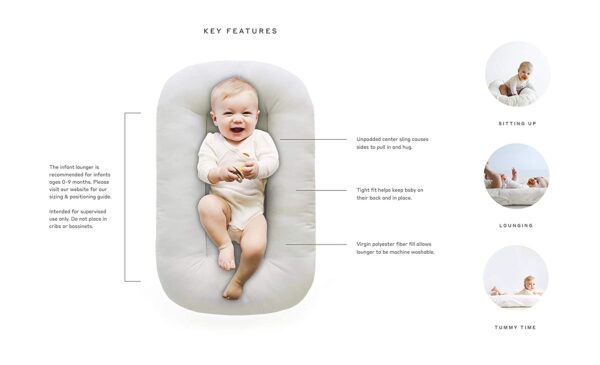 Snuggle Me Organic Bare | Baby Lounger & Infant Floor Seat | Newborn Essentials | Organic Cotton, Fiberfill - Image 6