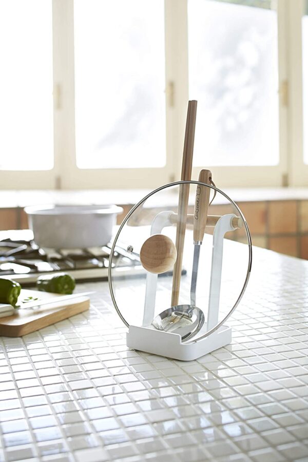 Yamazaki Home Ladle & Lid Rest-Kitchen Utensil Organizer Stand for Cooking, One Size, White - Image 2