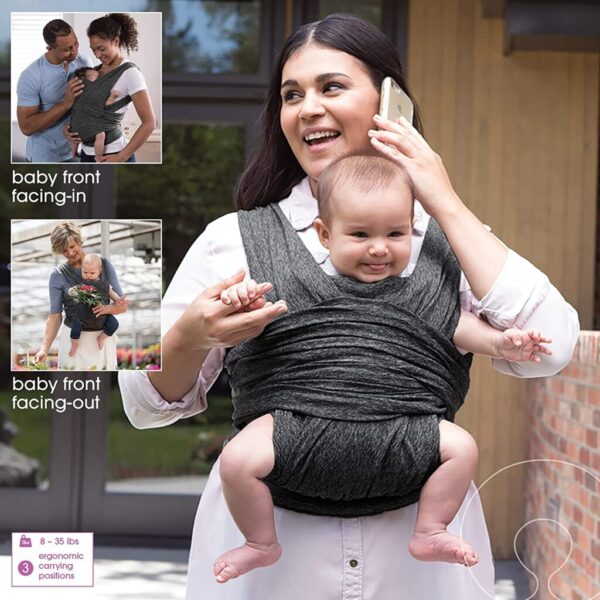 Boppy Baby Carrier-ComfyFit | Heathered Gray with Waist Pocket | Hybrid Wrap | 3 Carrying Positions - Image 4