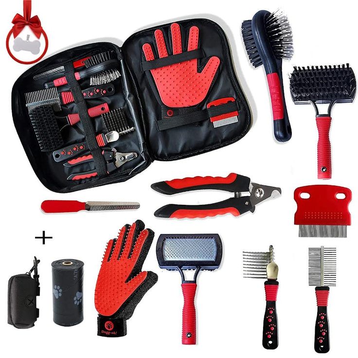Dogg-oh! 8 in 1 Complete Professional Dog grooming Kit _ Dog grooming supplies _ Dog Brush _ Slicker Brush _ Dog Brush For Long Haired Dogs _ Cat & Dog Grooming Supplies _ Deshedding Brush