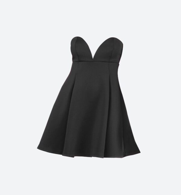 Strapless Black Flare Dress